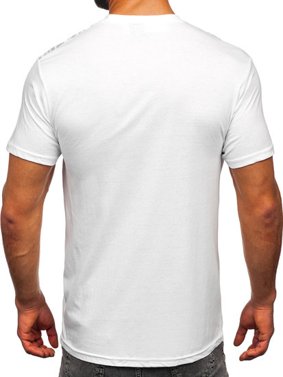 Tee-shirt en coton imprimé pour homme blanc Bolf 14720