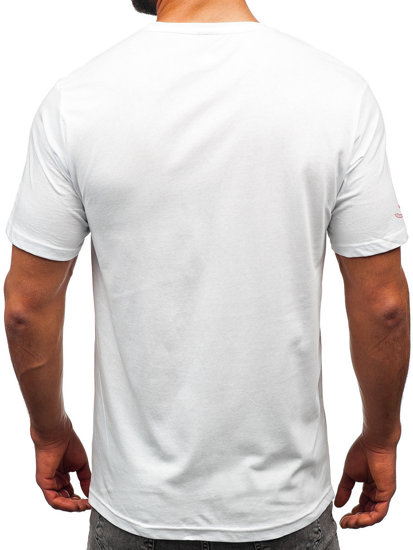 Tee-shirt en coton imprimé pour homme blanc Bolf 14741