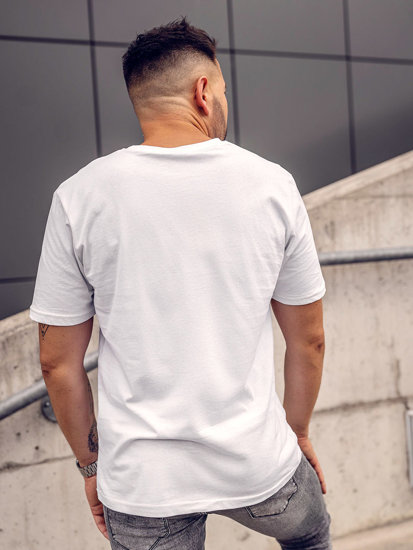 Tee-shirt en coton imprimé pour homme blanc Bolf 14748A