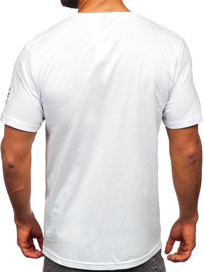 Tee-shirt en coton imprimé pour homme blanc Bolf 14784