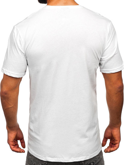 Tee-shirt en coton imprimé pour homme blanc Bolf 14791