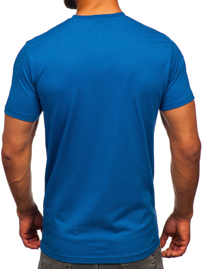 Tee-shirt en coton imprimé pour homme bleu Bolf 143008