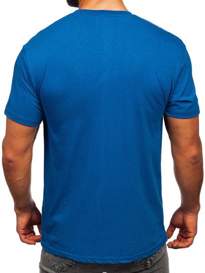 Tee-shirt en coton imprimé pour homme bleu Bolf 14728