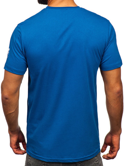 Tee-shirt en coton imprimé pour homme bleu Bolf 14784