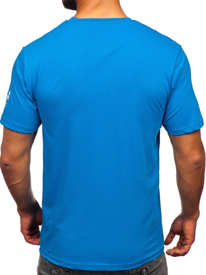 Tee-shirt en coton imprimé pour homme bleu clair Bolf 14784