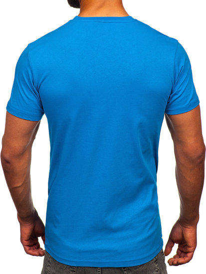 Tee-shirt en coton imprimé pour homme bleu clair Bolf 14794