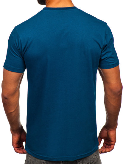 Tee-shirt en coton imprimé pour homme bleu foncé Bolf 143008