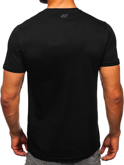 Tee-shirt en coton imprimé pour homme noir 4F M487