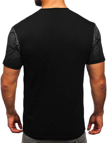 Tee-shirt en coton imprimé pour homme noir Bolf 14710