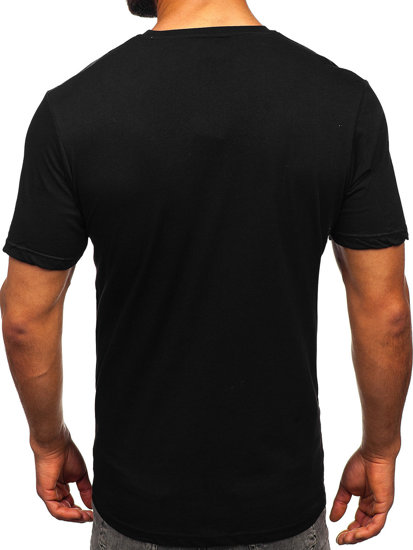 Tee-shirt en coton imprimé pour homme noir Bolf 14718