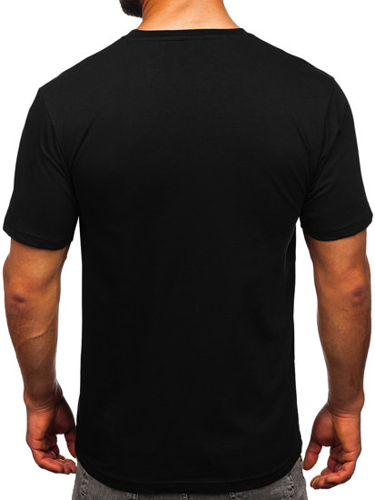 Tee-shirt en coton imprimé pour homme noir Bolf 14748