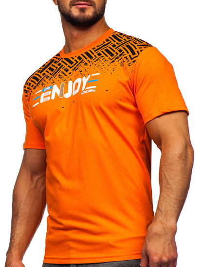 Tee-shirt en coton imprimé pour homme orange Bolf 14720