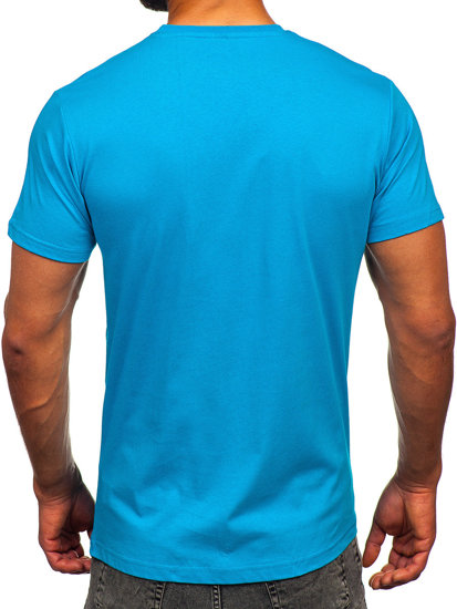 Tee-shirt en coton imprimé pour homme turquoise Bolf 143001