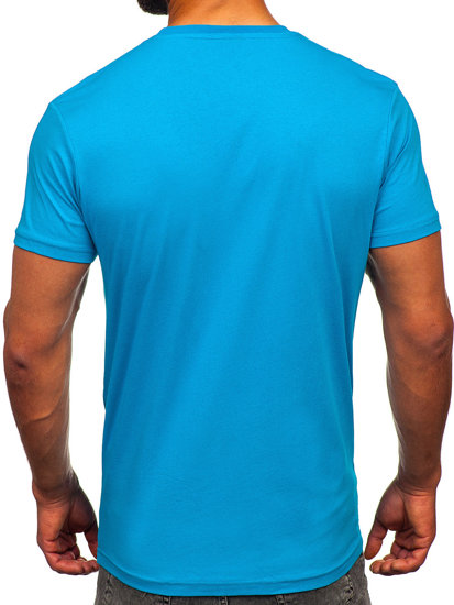 Tee-shirt en coton imprimé pour homme turquoise Bolf 14794