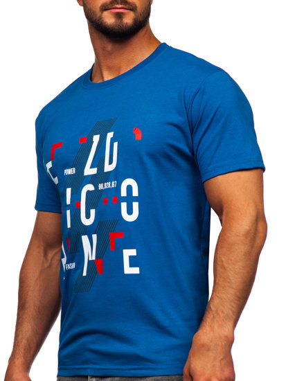 Tee-shirt en coton pour homme bleu Bolf 14752