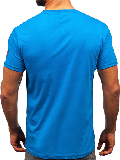 Tee-shirt en coton pour homme bleu clair Bolf 14736