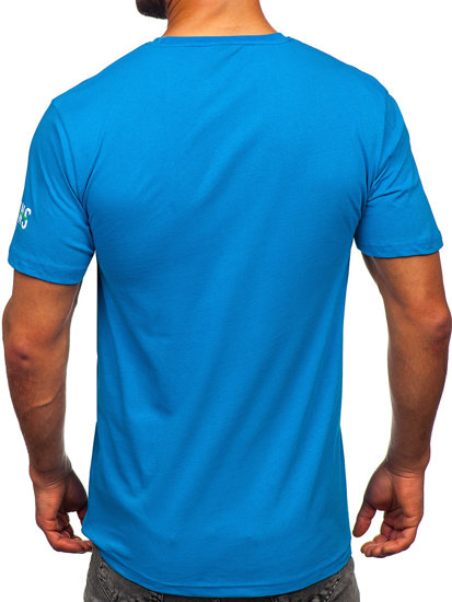 Tee-shirt en coton pour homme bleu clair Bolf 14746