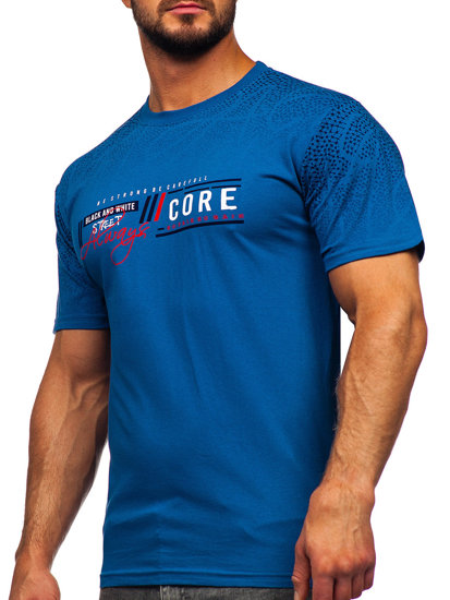 Tee-shirt en coton pour homme bleu foncé Bolf 14710