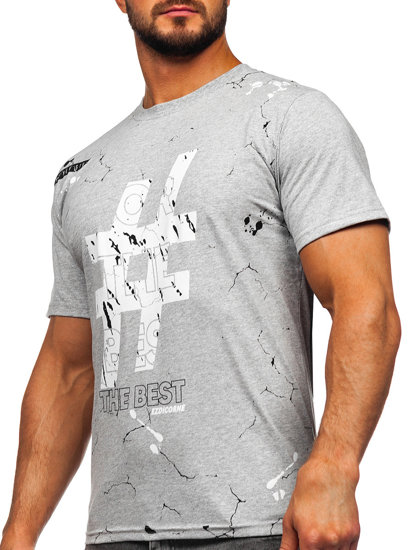 Tee-shirt en coton pour homme gris Bolf 14728