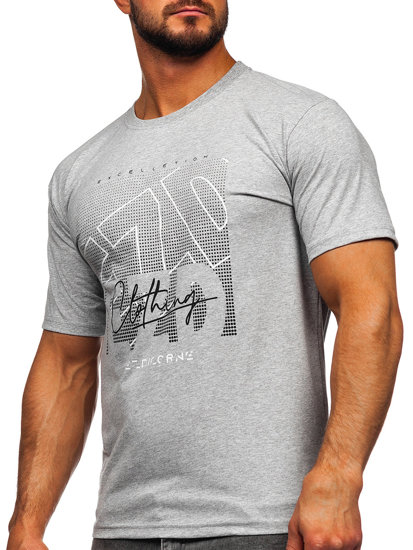 Tee-shirt en coton pour homme gris Bolf 14748