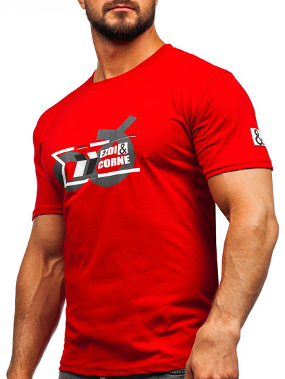 Tee-shirt en coton pour homme rouge Bolf 14736