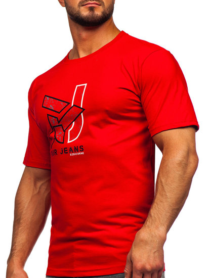 Tee-shirt en coton pour homme rouge Bolf 14769