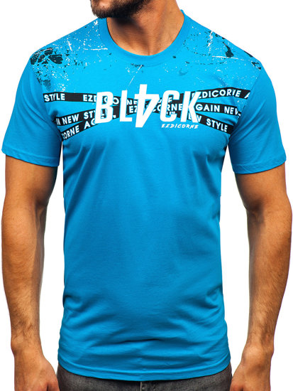 Tee-shirt en coton pour homme turquoise Bolf 14722