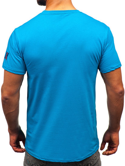 Tee-shirt en coton pour homme turquoise Bolf 14736