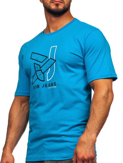 Tee-shirt en coton pour homme turquoise Bolf 14769