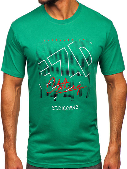 Tee-shirt en coton pour homme vert Bolf 14748