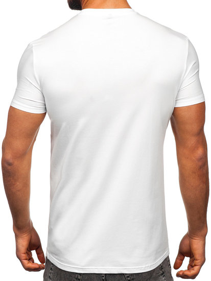 Tee-shirt imprimé à sequins pour homme blanc Bolf MT3037