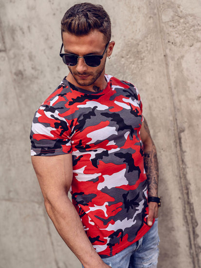 Tee-shirt imprimé camo pour homme rouge Bolf 8T233A