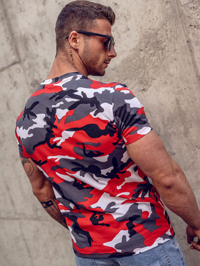 Tee-shirt imprimé camo pour homme rouge Bolf 8T233A