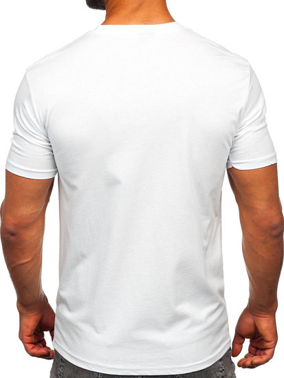 Tee-shirt imprimé en coton pour homme blanc Bolf 143020