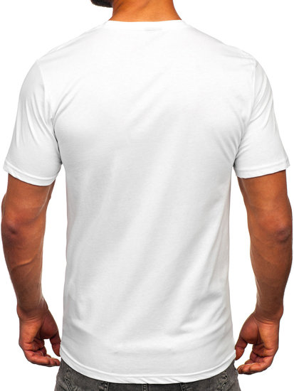 Tee-shirt imprimé en coton pour homme blanc Bolf 143021