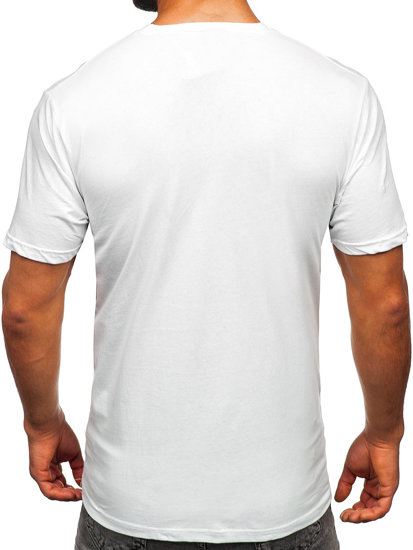 Tee-shirt imprimé en coton pour homme blanc Bolf 14790