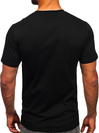 Tee-shirt imprimé en coton pour homme noir Bolf 143017