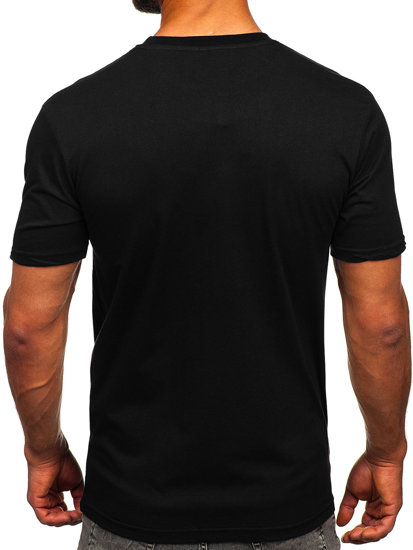 Tee-shirt imprimé en coton pour homme noir Bolf 143022