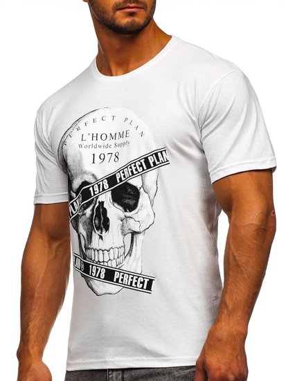 Tee-shirt imprimé pour homme blanc Bolf 142176