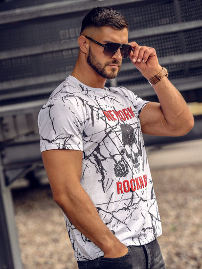 Tee-shirt imprimé pour homme blanc Bolf Y70030A