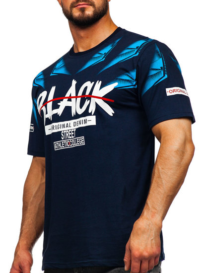 Tee-shirt imprimé pour homme bleu foncé Bolf 14208