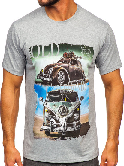 Tee-shirt imprimé pour homme gris Bolf 14496