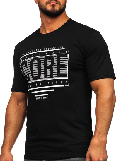 Tee-shirt imprimé pour homme noir Bolf SS11071