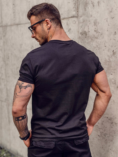 Tee-shirt imprimé pour homme noir Bolf Y70019A