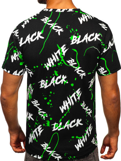 Tee-shirt imprimé pour homme noir-vert Bolf 14939