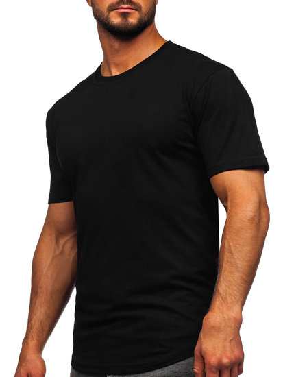 Tee-shirt long pour homme sans imprimé noir Bolf 14290