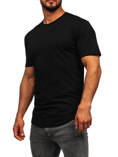 Tee-shirt long pour homme sans imprimé noir Bolf 14290