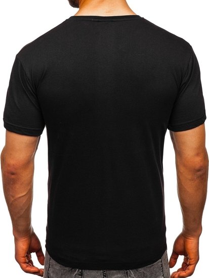 Tee-shirt noir avec imprimé pour homme Bolf 008