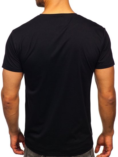 Tee-shirt noir avec imprimé pour homme Bolf Y70015