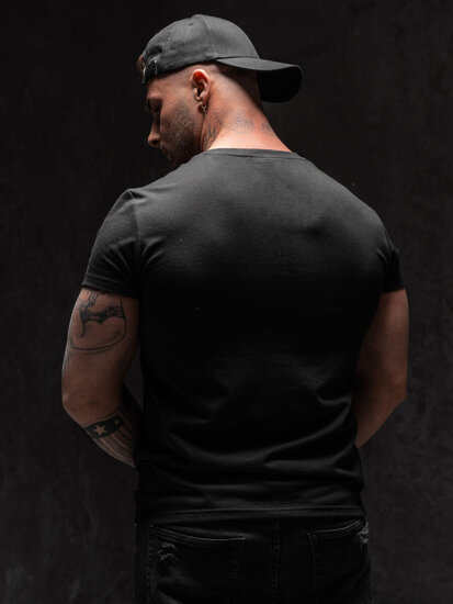 Tee-shirt noir avec imprimé pour homme Bolf Y70015